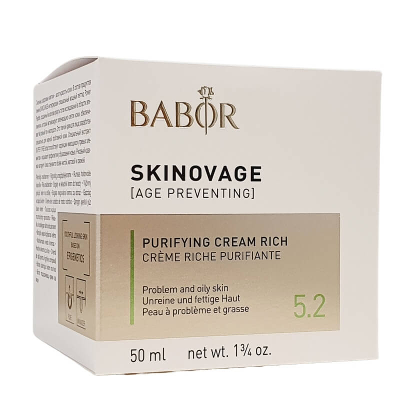 Babor Skinovage Purifying Cream rich ansiktskräm för fet hy mot finnar - box